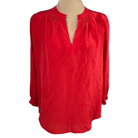 Madewell 100% Silk Popover Top Red V-Neck Memory Blouse XS Extra Small - Picture 1 of 8